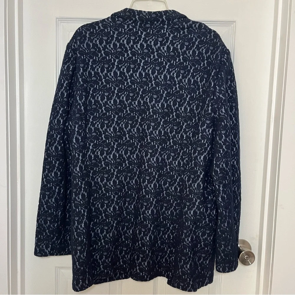 Chico's Ponte Knit Navy Lace Blazer